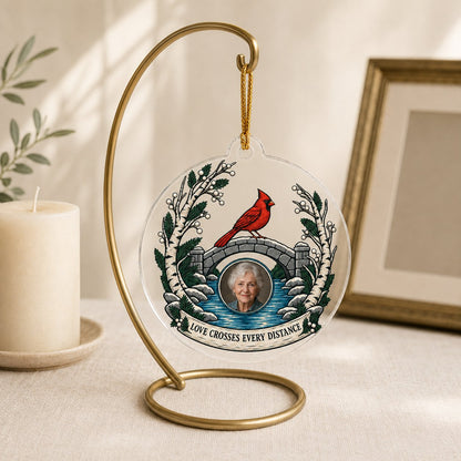 Personalized Memorial Photo Cardinal Bridge Christmas Ornament