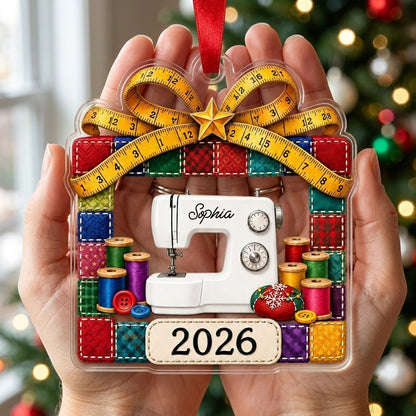 Personalized Quilt Patchwork Sewing Machine Acrylic Ornament