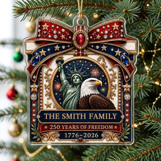 Personalized America 250th Statue of Liberty Eagle Acrylic Ornament, Custom Patriotic Keepsake