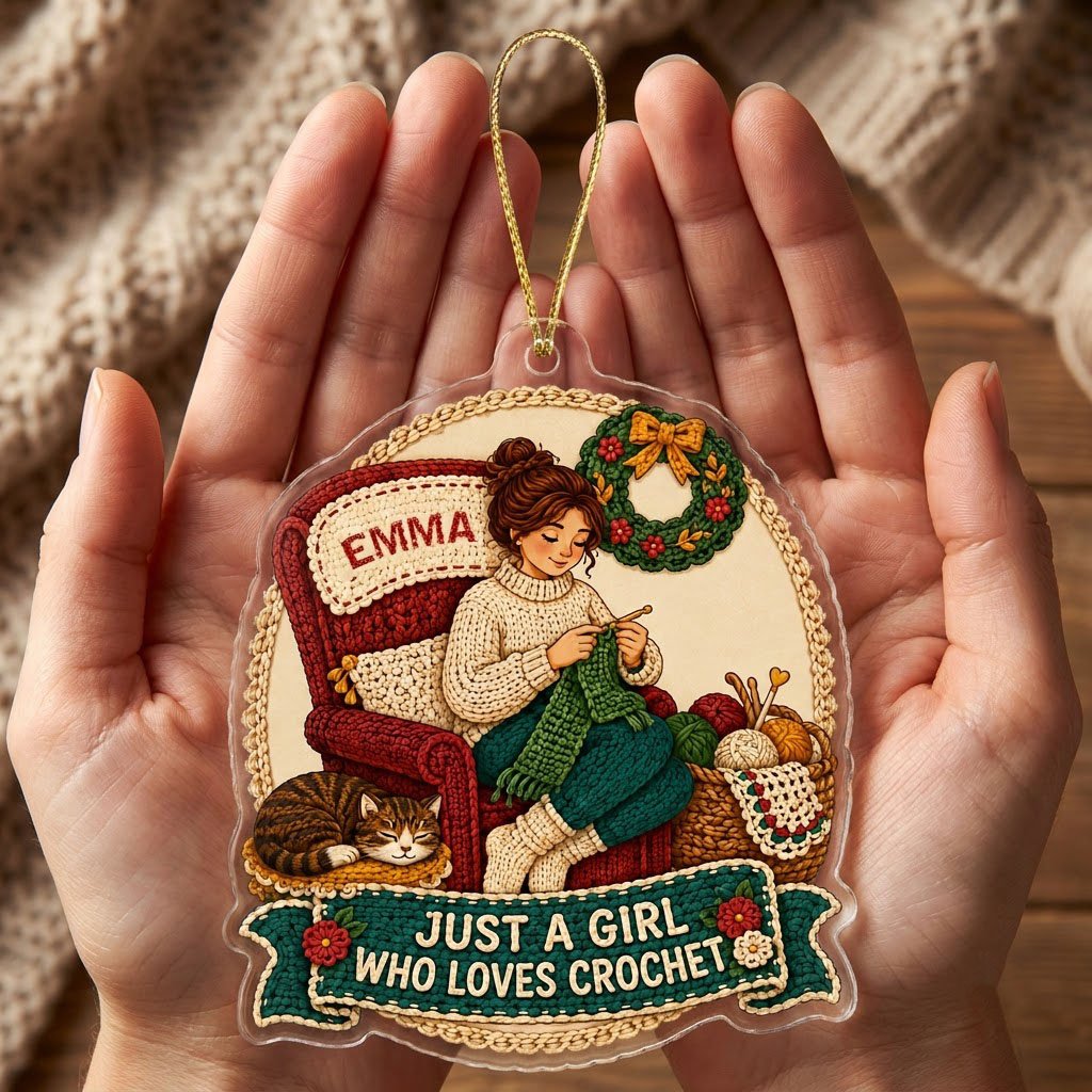 Personalized Just A Girl Who Loves Crochet Acrylic Ornament