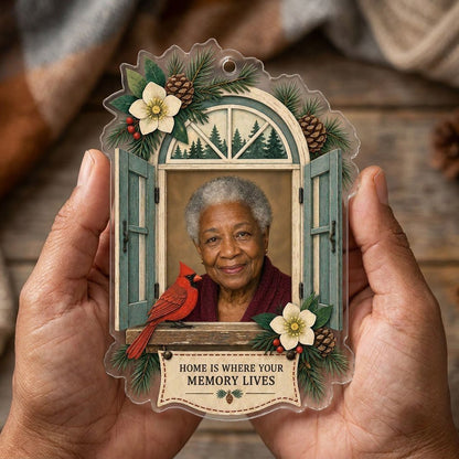 Personalized Memorial Photo Cardinal Window Christmas Ornament