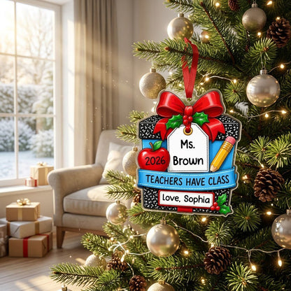 Personalized Teacher Composition Notebook Gift Box Acrylic Ornament, Custom Appreciation Keepsake