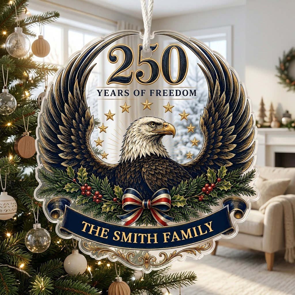 Personalized America 250th American Eagle Acrylic Ornament, Custom Patriotic Holiday Keepsake