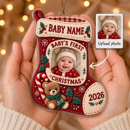 Personalized Baby's First Christmas Photo Acrylic Ornament
