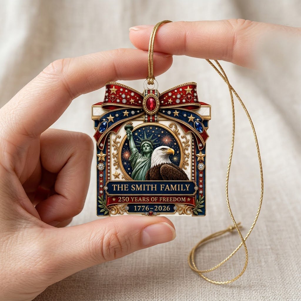 Personalized America 250th Statue of Liberty Eagle Acrylic Ornament, Custom Patriotic Keepsake