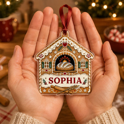 Personalized Gingerbread Bakery Acrylic Ornament, Custom Baker Christmas Keepsake
