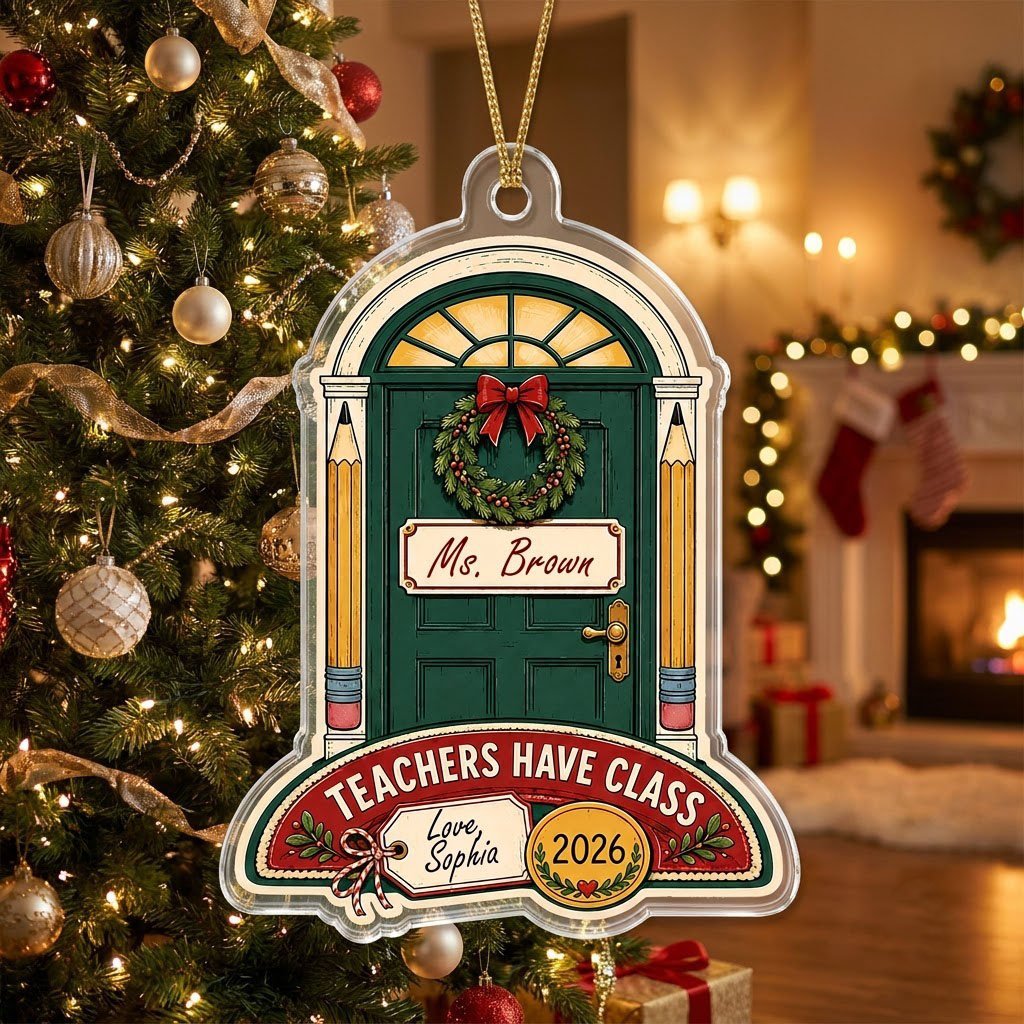 Personalized Teacher Classroom Door Acrylic Ornament, Custom Appreciation Keepsake