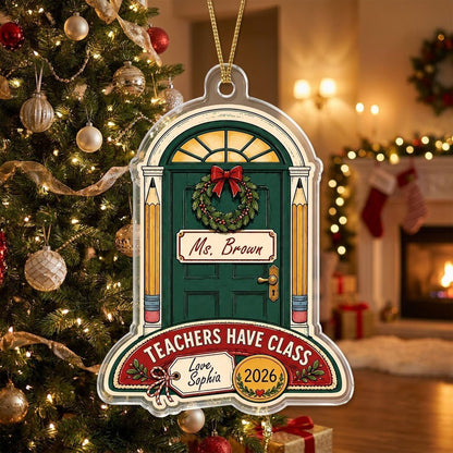 Personalized Teacher Classroom Door Acrylic Ornament, Custom Appreciation Keepsake