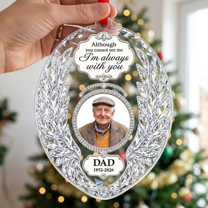 Personalized Crystal Angel Wings Oval Photo Memorial Acrylic Ornament