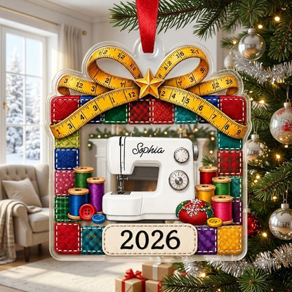 Personalized Quilt Patchwork Sewing Machine Acrylic Ornament