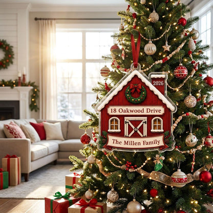 Personalized Rustic Red Barn New Home Acrylic Ornament