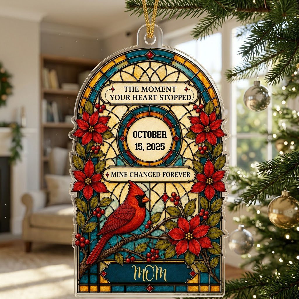 Personalized Red Cardinal Arch Plaque Memorial Acrylic Ornament