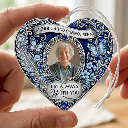 Personalized Sapphire Heart Photo Memorial Acrylic Ornament