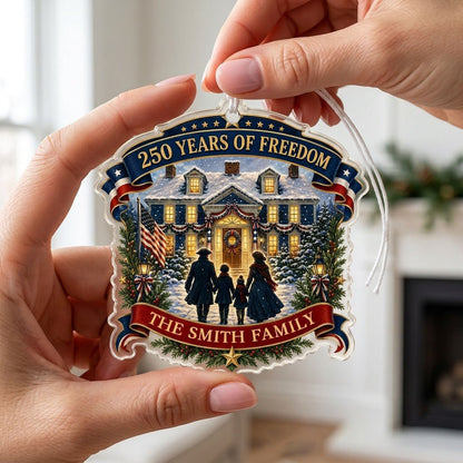 Personalized America 250th Years of Freedom Acrylic Ornament, Custom Patriotic Holiday Keepsake