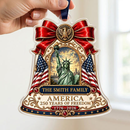Personalized America 250th Liberty Bell Statue of Liberty Acrylic Ornament, Custom Patriotic Keepsake