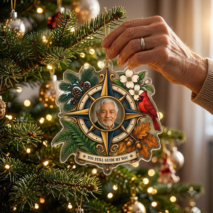 Personalized Memorial Photo Compass Cardinal Christmas Ornament