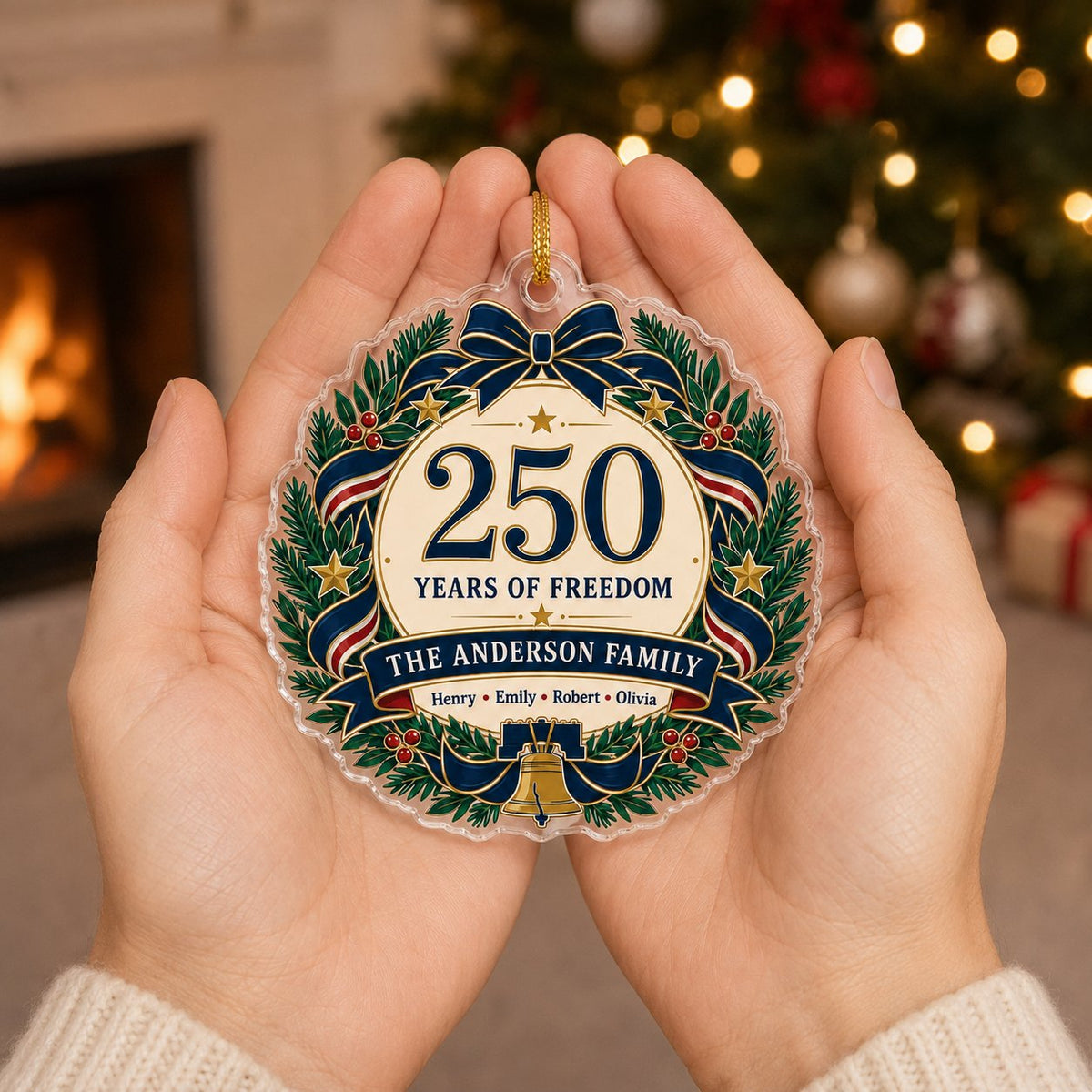 Personalized 250 Years of Freedom Family Christmas Ornament