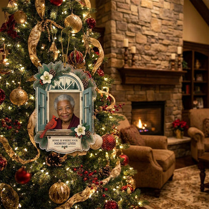 Personalized Memorial Photo Cardinal Window Christmas Ornament