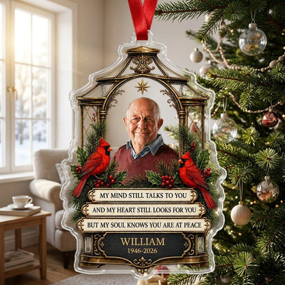 Personalized Cardinals Vintage Lantern Photo Memorial Acrylic Ornament