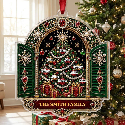 Personalized Family Christmas Tree Window Acrylic Ornament