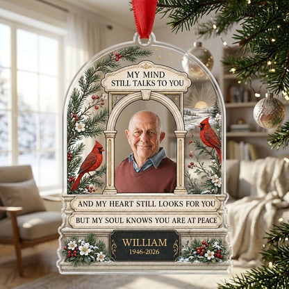 Personalized Heavenly Arch Cardinals Photo Memorial Acrylic Ornament