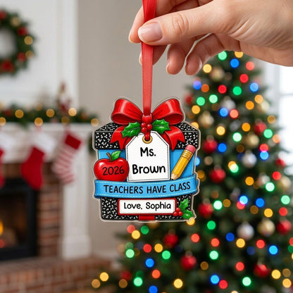 Personalized Teacher Composition Notebook Gift Box Acrylic Ornament, Custom Appreciation Keepsake