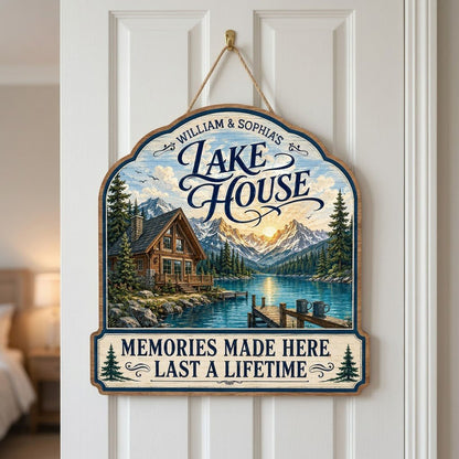 Personalized Lake Cabin Memories Wooden Hanging Sign