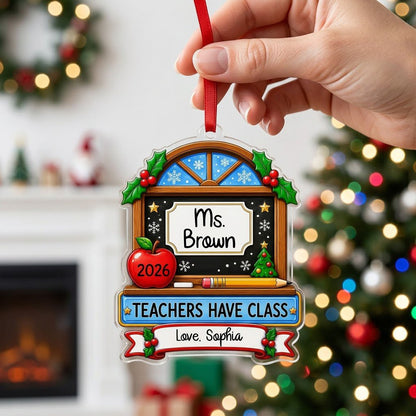 Personalized Classroom Blackboard Teacher Acrylic Ornament, Custom School Keepsake