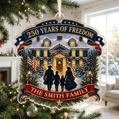 Personalized America 250th Years of Freedom Acrylic Ornament, Custom Patriotic Holiday Keepsake
