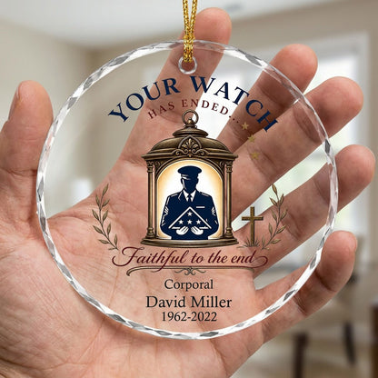 Personalized Police Memorial Your Watch Has Ended Lantern Round Glass Ornament