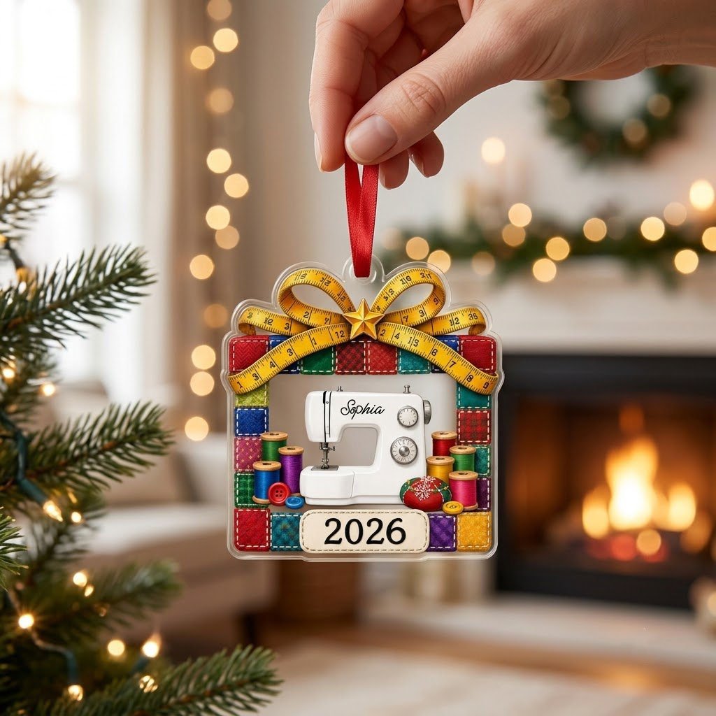 Personalized Quilt Patchwork Sewing Machine Acrylic Ornament