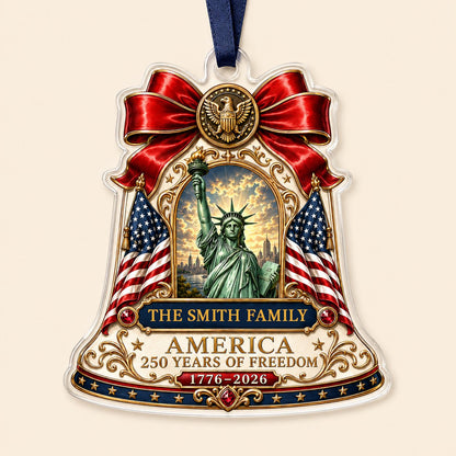 Personalized America 250th Liberty Bell Statue of Liberty Acrylic Ornament, Custom Patriotic Keepsake