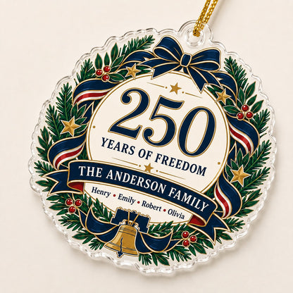 Personalized 250 Years of Freedom Family Christmas Ornament