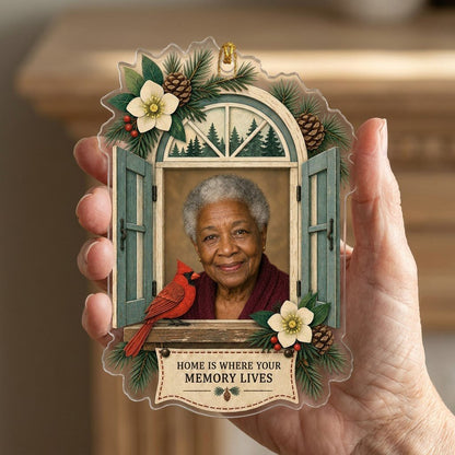 Personalized Memorial Photo Cardinal Window Christmas Ornament