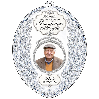 Personalized Crystal Angel Wings Oval Photo Memorial Acrylic Ornament