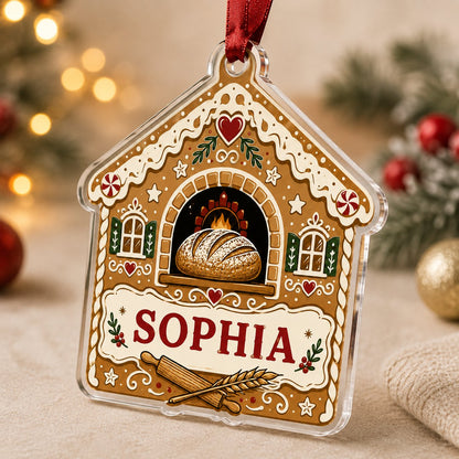 Personalized Gingerbread Bakery Acrylic Ornament, Custom Baker Christmas Keepsake