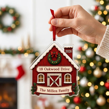 Personalized Rustic Red Barn New Home Acrylic Ornament