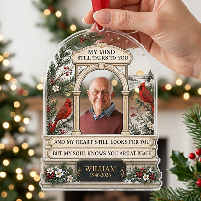Personalized Heavenly Arch Cardinals Photo Memorial Acrylic Ornament