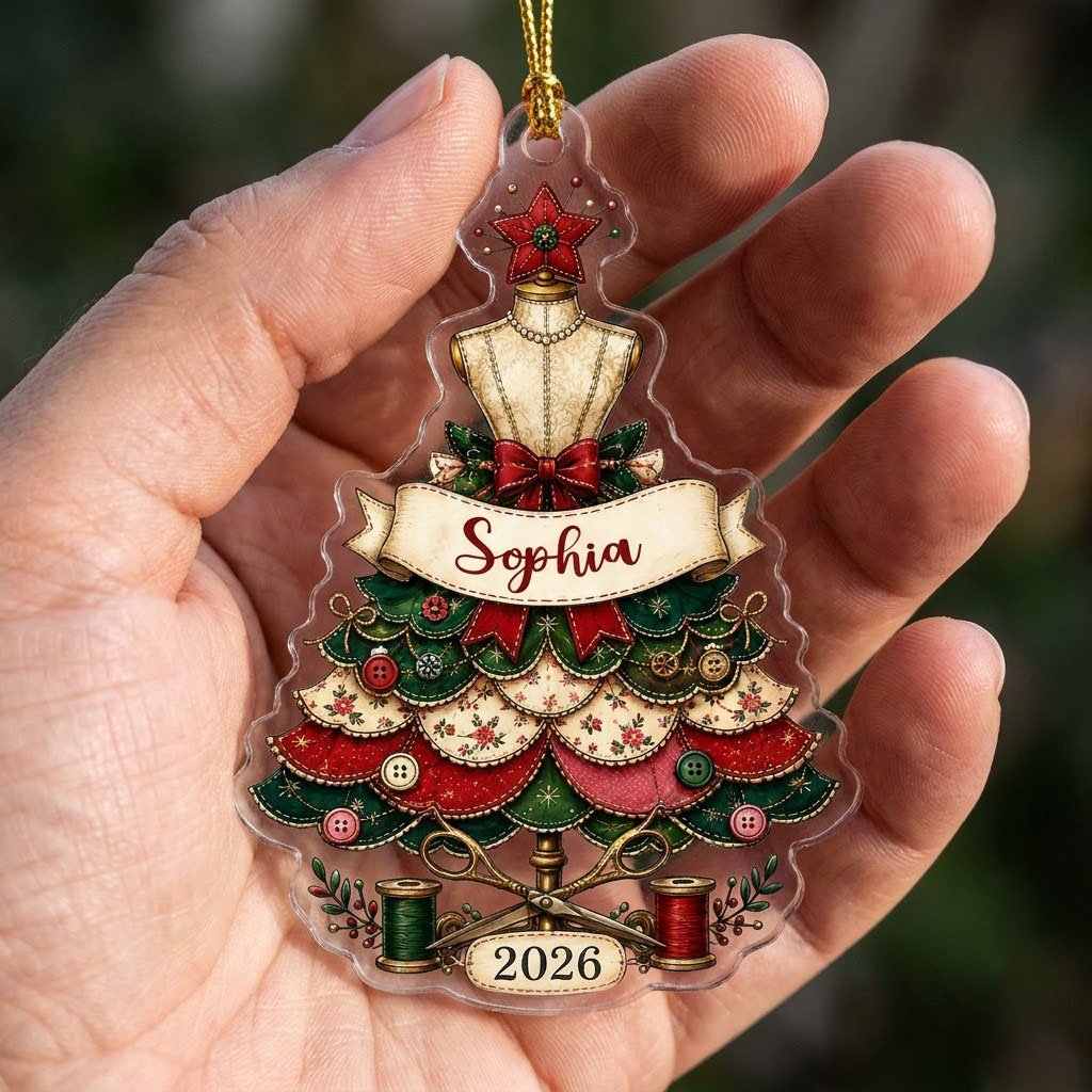 Personalized Seamstress Sewing Dress Christmas Ornament
