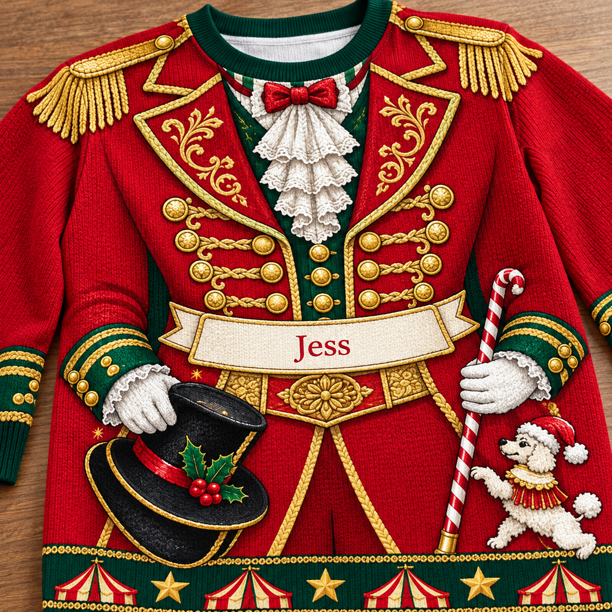 Personalized Ringmaster Circus Ugly Christmas Sweater, Custom Name Holiday Crewneck