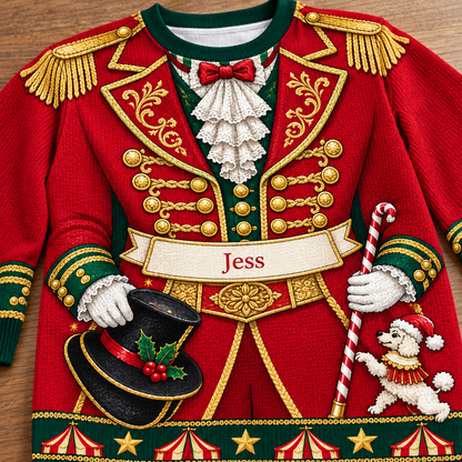 Personalized Ringmaster Circus Ugly Christmas Sweater, Custom Name Holiday Crewneck