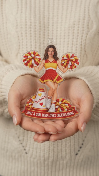 Personalized Cheerleader with Pom-Poms & Megaphone Acrylic Ornament